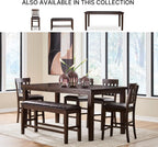 Signature Design by Ashley Haddigan Casual Counter Height Dining Extension Table with Distressed Finish, Dark Brown