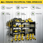 Power Tool Organizer Wall Mount, 4 Tier Heavy Duty Tool Storage Rack, 400 LBS Capacity with Drill Tools Holder & Hooks, Tool Organizers and Storage for Garage, Warehouse, Workshop, Gifts for Men
