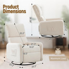 Korser 360° Rocking Chair, Nursery Rocker Chair with Side Pockets, Glider Nursing Chair with Steel Structure Base, Small Chair for Small Spaces, Sherpa Swivel Accent Chairs for Living Room, Nursing