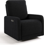 Storkcraft Kyoto Deluxe Extra-Wide Power Recliner Swivel Glider – Premium Electronic Nursery Wide Glider Rocking Chair, Oeko-TEX 100 Certified, Includes Dual-USB Charging Port (Black Boucle)