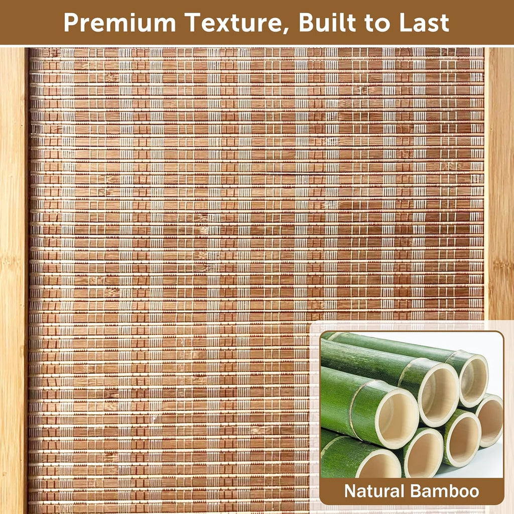Olela 4 Panel Folding Room Divider, 5.6ft Tall Bamboo Room Divider Screen with Rotating Support Feet, 71" Wide Portable Wooden Screen, Easy 2-Step Assembly, Privacy Screens for Indoor Home Bedroom