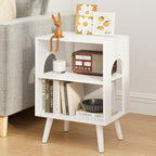 Masupu Night Stand, 3-Tier Modern Nightstand with Open Storage, Wooden Bed Side End Table for Small Space, Living Room, Bedroom, Nursery, White