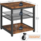 HOOBRO Mini Fridge Stand, Mini Fridge Cabinet with 2-Tier Storage Shelf, 19.7" x 19.7" Square End Table, Mini Fridge Table for Bedroom, Kitchen, Rustic Brown BF02BX01