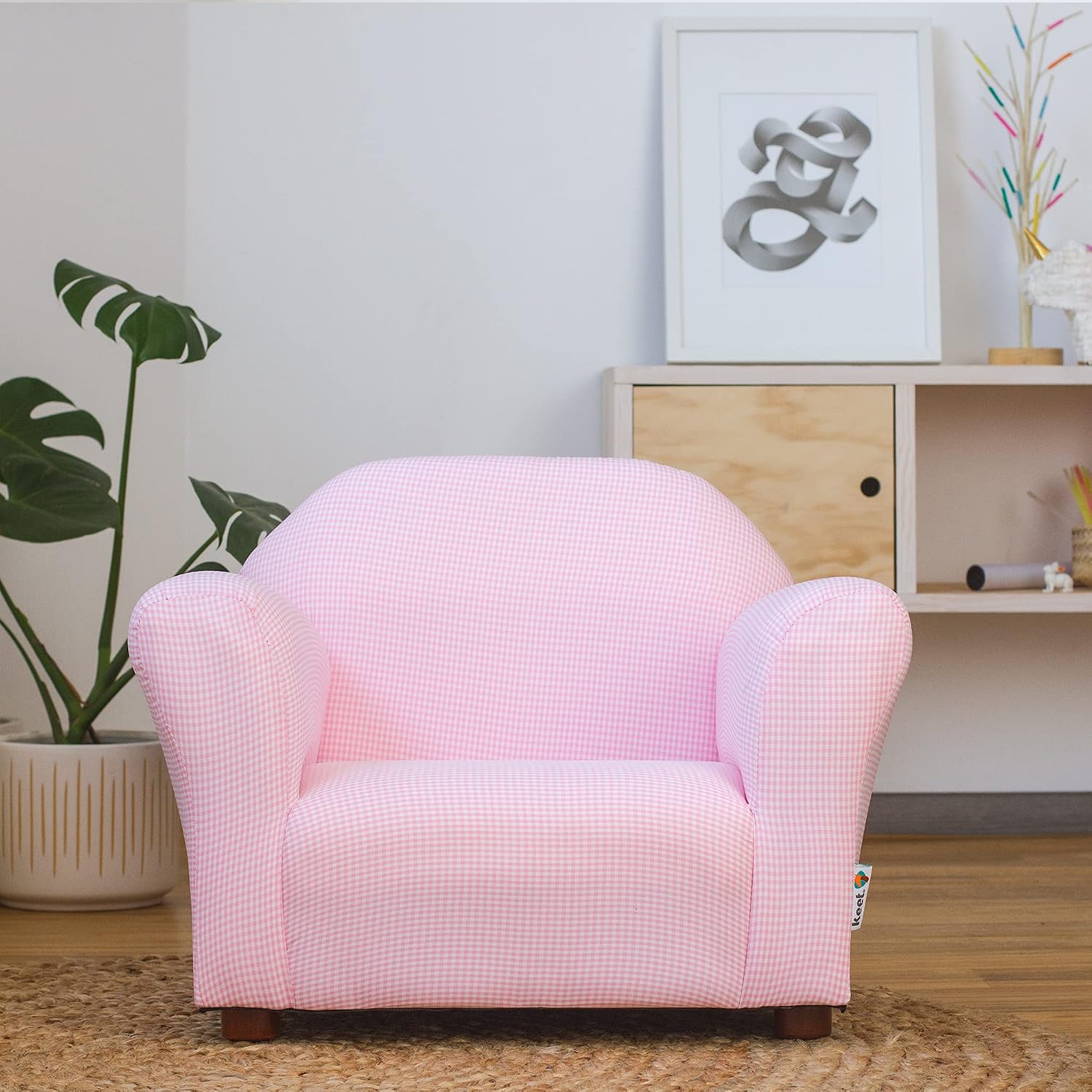 Roundy Kids Chair with Removable Cover, Soft Microsuede Upholstery, Padded Cushion, Sturdy Wooden Frame, Ergonomic Design for Ages 2-5, Easy to Clean, Ideal for Playrooms, Bedrooms & Nurseries.