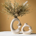 Modern White vase Set of 2,Pampas Grass Ceramic vases for Wedding Party,Aesthetic Flower Vase for Home Decor,Kitchen Tables,Living Room,Bedroom,Console,Wooden Shelf,Office,Coffee Decoration(2 Pcs)