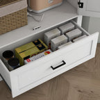 69" Tall Kitchen Pantry Storage Cabinet, Farmhouse Freestanding Pantry Cabinet with 2 Doors, Drawer and Adjustable Shelves for Dining Room, White,15.7 * 31.5 * 68.9