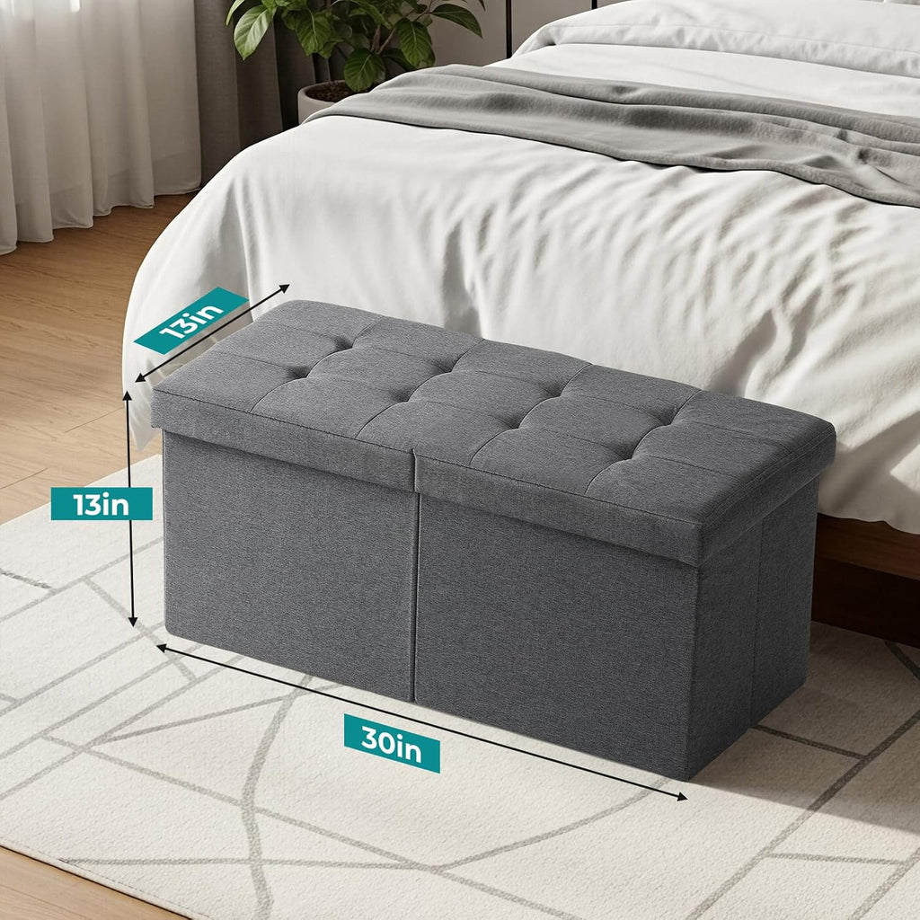 30-INCH Storage Ottoman Bench, Footrest with Storage, End of Bed Bench Coffee Table for Living Room, Bedroom, Entryway, Dark Gray