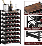 40 Bottle Wine Rack Freestanding Floor, 8-Tier Wine Storage Racks with Table Top, Detachable Wine Bottle Holder, Bar Stand Display Shelf for Kitchen, Bar, 18" L x 9.3" W x 33" H