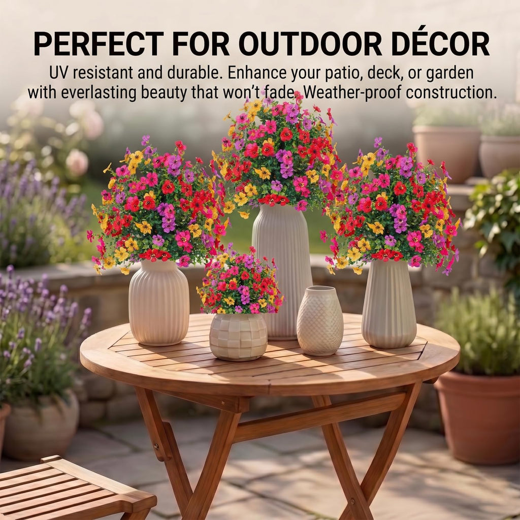 2026 Artificial Petunias with Ground Stake, 22" Outdoor Faux Flowers for Garden, Planter and Porch, Yard, Lifelike Decorative Flowers (Multi-Color‌, 1PCS)