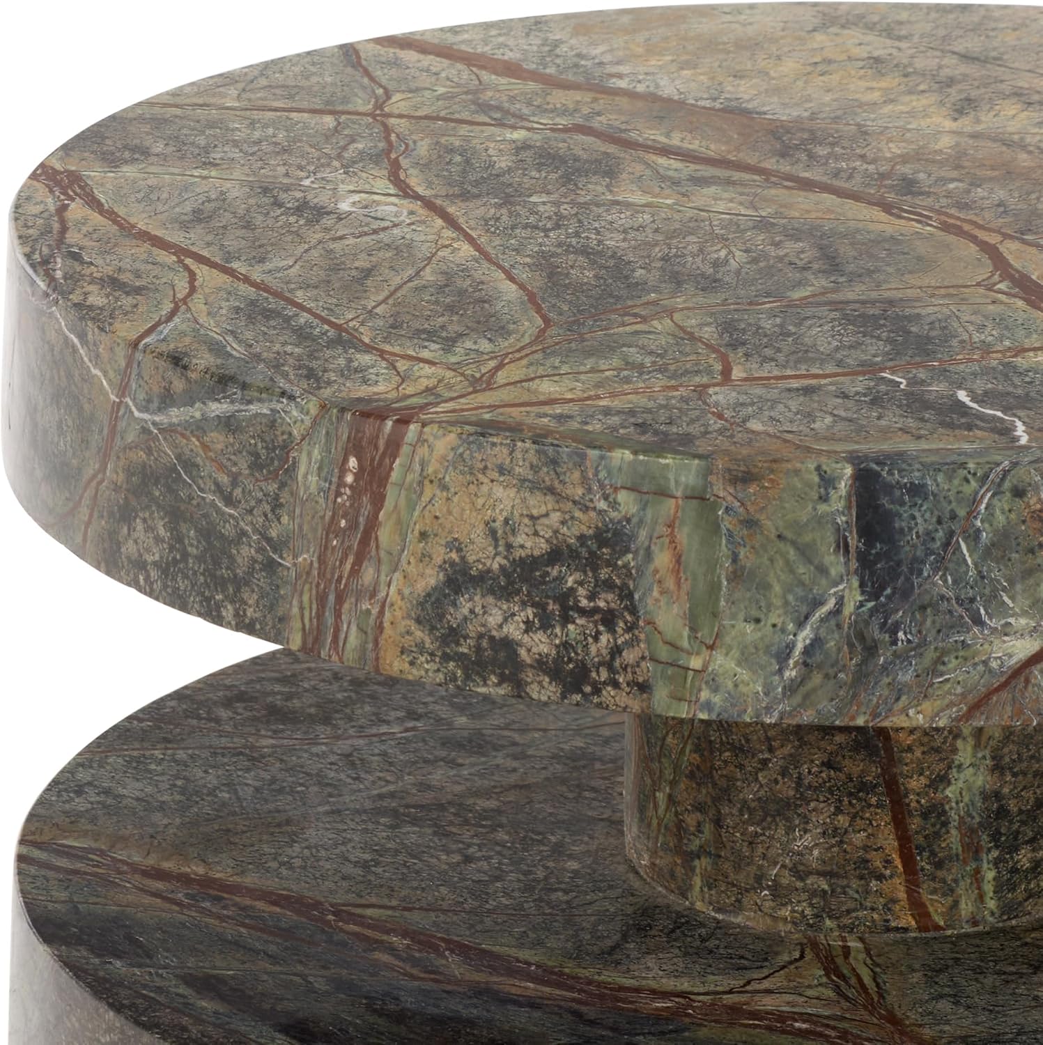 SAFAVIEH Couture Collection – Danny Green & Brown Stacked Round Marble Accent Table, Fully Assembled (SFV5766B)