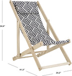 SAFAVIEH Outdoor Collection Rive White Wash and Navy Foldable Sling Chair