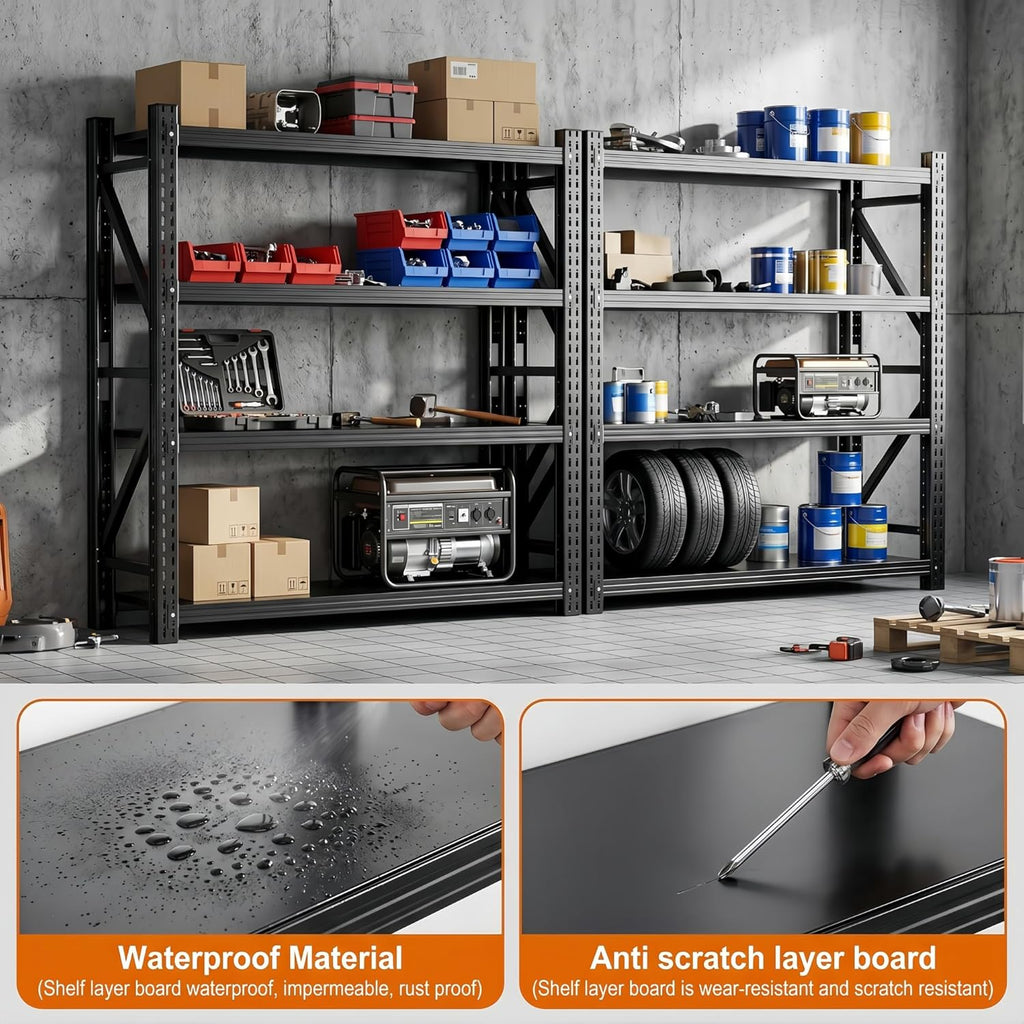 Heavy Duty Garage Shelving, 46" W x 20" D x 71" H, 3500 LBS Capacity, 4-Tier Adjustable Metal Storage Shelves, Reinforced Steel Storage Rack for Garage, Basement, Utility Room