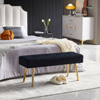 Entryway Bench, 40'' Upholstered Bedroom Benches, End of Bed Bench with Metal Legs, for Decorative, Living Room, Dining Room, Black Bench