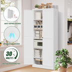 4-Piece Modern Metal Sideboard and Pantry Set,Built in Cabinets for Living Room Kitchen Cabinet Set, Adjustable Shelves, White