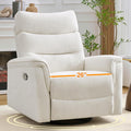 Oversized Swivel Rocker Recliner, 26'' Extra Wide Rocking Recliner Nursery Chair, Manual Swivel Recliner for Nursery, Reclining Rocking for Living Room, Cream White
