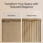OAKHAM HOME Oxford Storage Cabinet Fluted Sideboard Buffet with Adjustable Shelves, Modern Accent Console Set of 3 (Golden Oak)