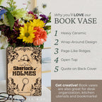 Steel Mill & Co Original Large Book-Shaped Decorative Vase, Ceramic Vases for Home Decor, Cute Bookshelf Decor, Unique Vase for Book Lovers (Sherlock Holmes)