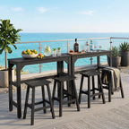 Stoog All-Weather Bar Stools Set of 2, 28" Outdoor Barstools with 400 lbs Capacity, Low Maintenance HIPS Patio Furniture for Kitchen Counter, Deck & Garden, Black