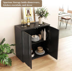 31.5" Buffet Cabinet with Storage for Living Room, Fluted Sideboard with Adjustable Shelves & Press-Spring Doors, Modern Coffee Bar Cabinet for Entryway & Kitchen, Black