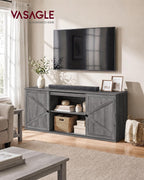 VASAGLE Farmhouse TV Stand for TVs up to 65 Inches, Entertainment Center with Storage Cabinets and Sliding Barn Doors, Media Console Table for Living Room, Grey ULTV535G101