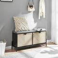 Shoe Storage Bench with 2 Flip Drawers, Shoe Organizer Cabinet Benches with Cushion Shoe Rack for Front Door Entrance Entryway Living Room(Oak&Black)