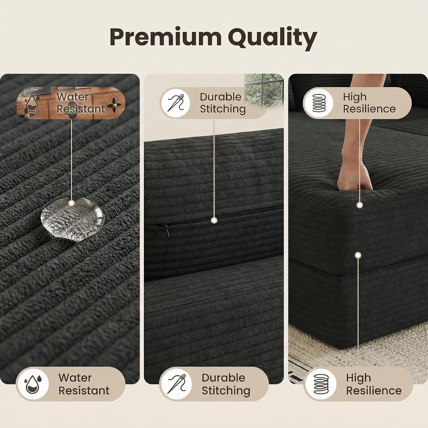 106” Modular Sectional Sofa, Cloud Sectional Couch with Deep Seat, Modern Modular L-Shape Sofa Couch with Chaise,Upholstered Boneless Couches for Living Room Bedroom No Assembly Required