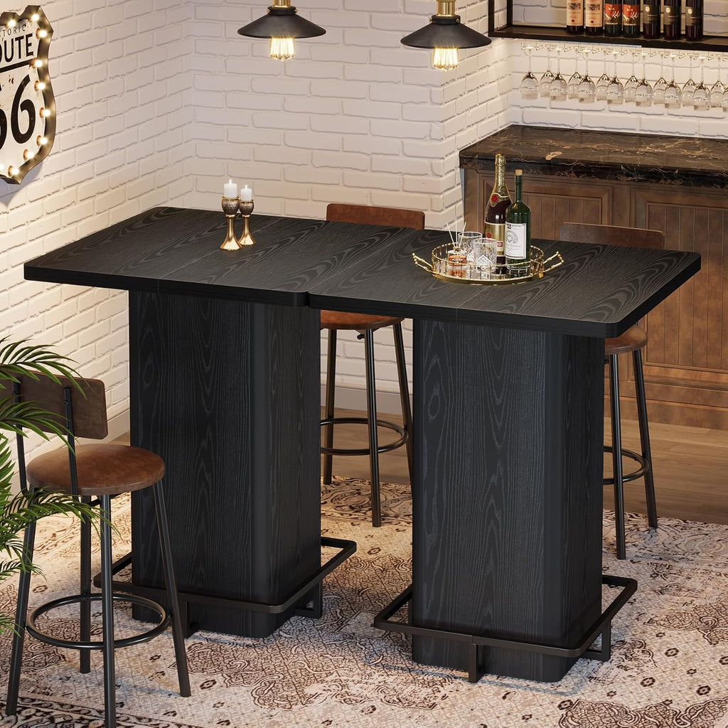 Tribesigns Bar Table, 39.37" High Square Pub Table for Small Bars, Dining Room, Kitchen, Black (Only Table) (Black)