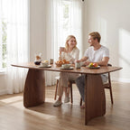ROCITY 70 Inch Large Dining Table for 6-8 People, Solid Wood Kitchen Table with Curved Wooden Legs, Mid Century Modern Rectangular Long Dinner Table for Dining Room, Walnut