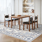 DUMOS 9x12 FT Large Area Rug for Living Room, Machine Washable Low-Pile Rug with Non-Slip Backing, Durable Edge Binding for Dining Room, Bedroom, Vintage Blue