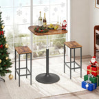 MAHANCRIS Bar Table, Height-Adjustable Pub Table 26.8-36.2 Inches, Cocktail Tables with Base, Counter Height Table for Small Space, Easy to Assemble, Rustic Brown and Black BTHR5501