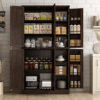 Hlivelood 71" Tall Kitchen Pantry,Farmhouse Storage Cabinet with Barn Doors,Organizer,Rustic Wood Cupboard,Farmhouse Pantry Cabinet for Kitchen,Dining Room,Living Room(Brown)