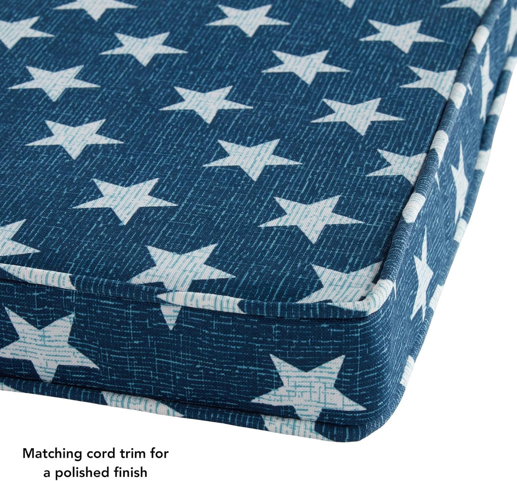 Outdoor 18-inch Square Reversible Seat Cushion with Ties, 4-Pack, Stars