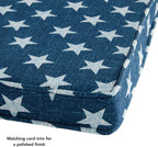 Outdoor 18-inch Square Reversible Seat Cushion with Ties, 4-Pack, Stars