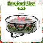 5 Pcs Wreath Storage Container, 24 x 8 Inch Clear Wreath Storage Bag with Handles Waterproof Christmas Garland Storage Holder for Xmas Seasonal