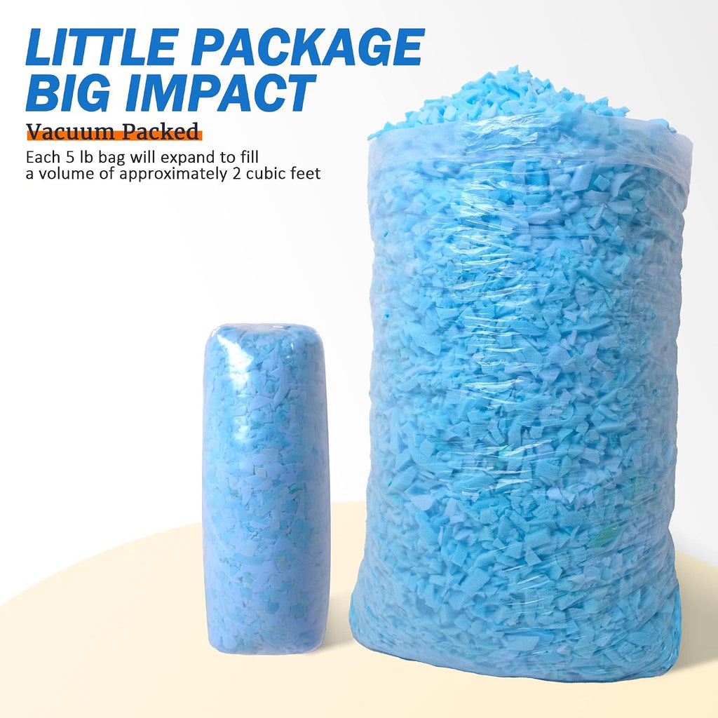 Bean Bag Filler Shredded Memory Foam Filling 10 Pounds, Pillow Stuffing Bean Bag Refill Material for Pouf Ottoman Couch Cushion Dog Bed Stuffed Animals and Art Crafts - Blue