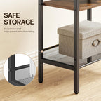 HOOBRO Side Table, Narrow End Table with Shelf and Wide Storage Tabletop, 3-Tier Bedside Tables for Small Spaces for Living Room, Bedroom, Study, Rustic Brown and Black BF366BZ01