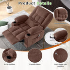Oversized Swivel Rocker Recliner Chair for Adults, Manual Glider Recliner Sofa with Massage and Heat, Nursery Rocking Chair with Cup Holder and Side Pocket for Living Room
