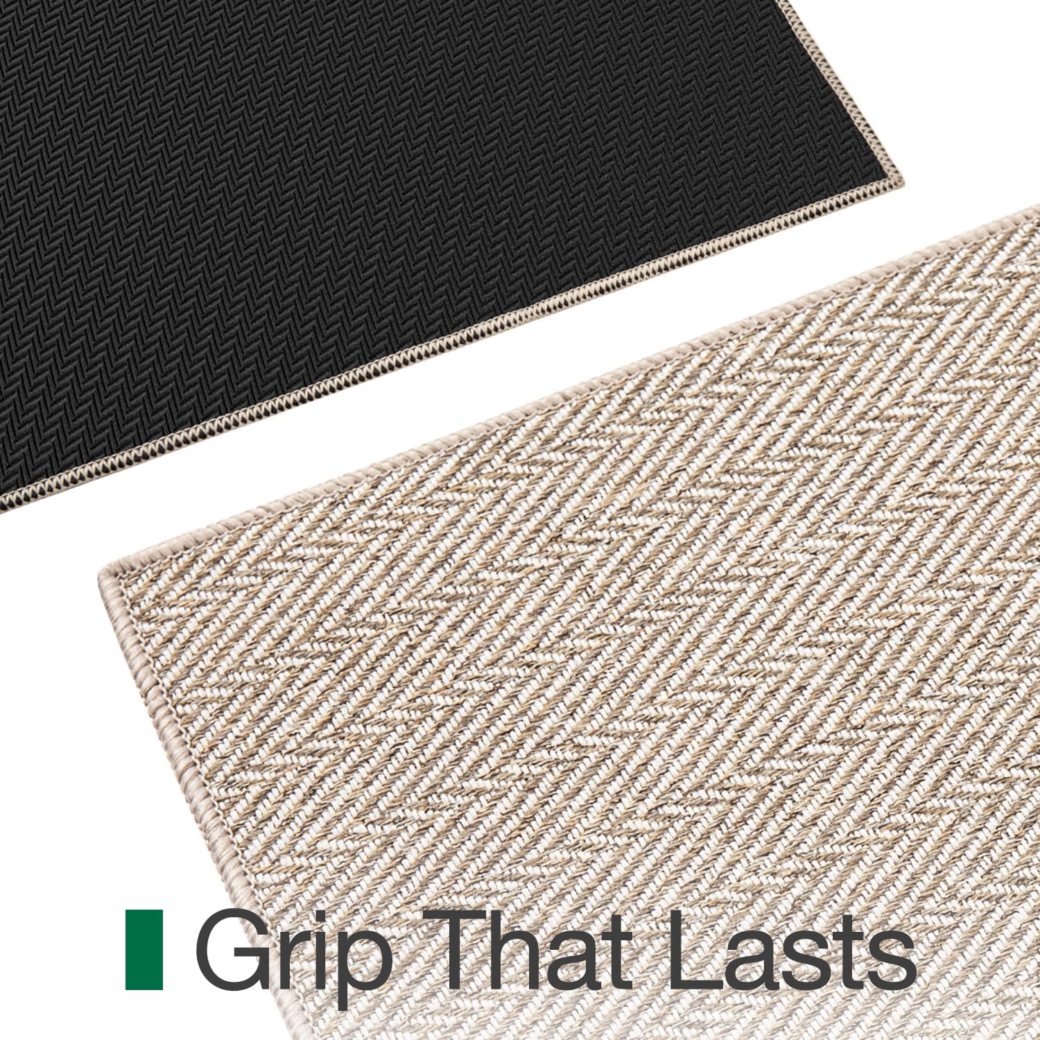 LUMI Ultra Thin Indoor Door Mat for Entrance 24"x36", Non Slip Entryway Mat, Low Profile Doormat, Unique Herringbone Design Carpet for Inside, Patio, Porch, Beige