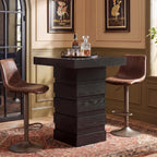 Tribesigns Square Bar Table, 37.4” H Modern Bar Height Pub Table with Stacked Block Base, Black High Top Bistro Table for Kitchen Nook, Living Room, Small Spaces (Table Only)