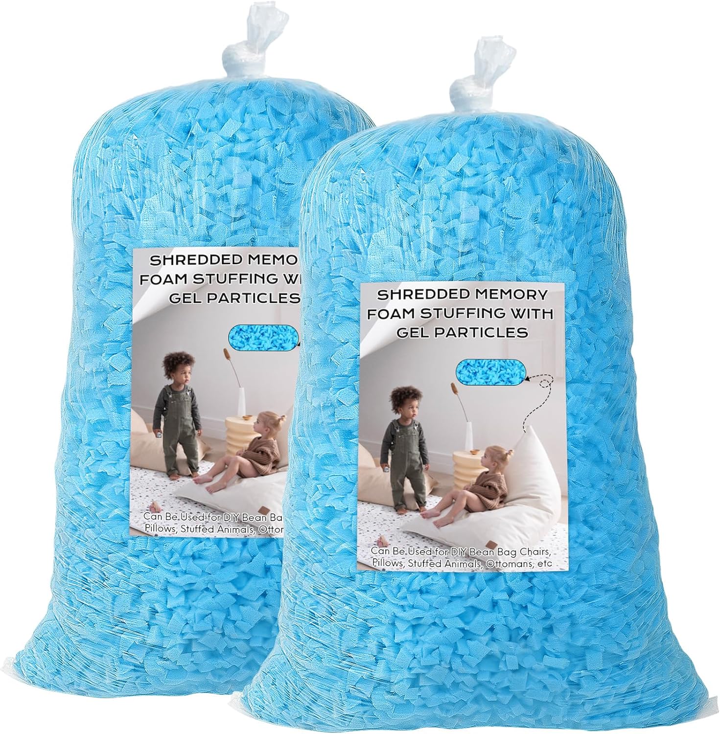 Bean Bag Filler, 10lbs Shredded Memory Foam Filling, Bean Bag Chair Filling Stuffing, Bean Bag Refill Insert, Punching Bag Filler, Pillow Filler Stuffing for Stuffed Animals/Couch/Dog Bed/Coop