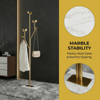SYO Gold Metal Coat Rack (with Marble Base) — Entryway Standing Coat Stand, Heavy-Duty Vertical Design, Suitable for Entryways, Bedrooms, and Living Rooms