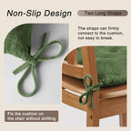 OVOV 2 Pack Chair Cushions for Dining Chairs Soft Seat Cushions for Kitchen Desk Chairs Square Chair Pads with Ties (15.5"x15.5" Green)