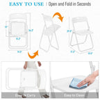 White Plastic Folding Chairs 6 Pack, Lightweight Foldable Chair with 350lbs Capacity, Metal Frame Easy to Fold & Store, Commercial Chairs for Parties Office Wedding Dinning Events