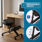 Ergonomic Office Kneeling Chair, Height Adjustable Stool with Thick Foam Cushions and Smooth Gliding Casters to Improve Posture and Relieve Pain, Multifunctional Design for Home and Office