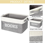 Lukeline Book Storage Baskets for Organizing, 15.5 x 11.6 x 9.4 Storage Basket for Books Cookbook and Recipe, Collapsible Storage Bin, Decorative Baskets for Home, Shelves, Classroom (BOOKS)