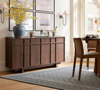 Sideboard Buffet Cabinet with Storage, Mid Century Modern Accent Cabinet with Skeleton Line & Wood Grain Texture,Minimalist Geometric Credenza for Living Room, Kitchen and Entryway, Walnut