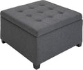 33x28x17inch 450lb Premium Quality Tufted Microfiber Storage Ottoman LiftTop Heavy Duty Metal Hinge Cherry FFor rame Charcoal