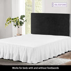 BLISSFORD White Bed Skirt Queen Size 14 inch Drop - with Split Corners - Cotton Blend Ruffled Bed Skirt, Dust Ruffle for Queen Size Bed, Platform White Bedskirt, Machine Washable