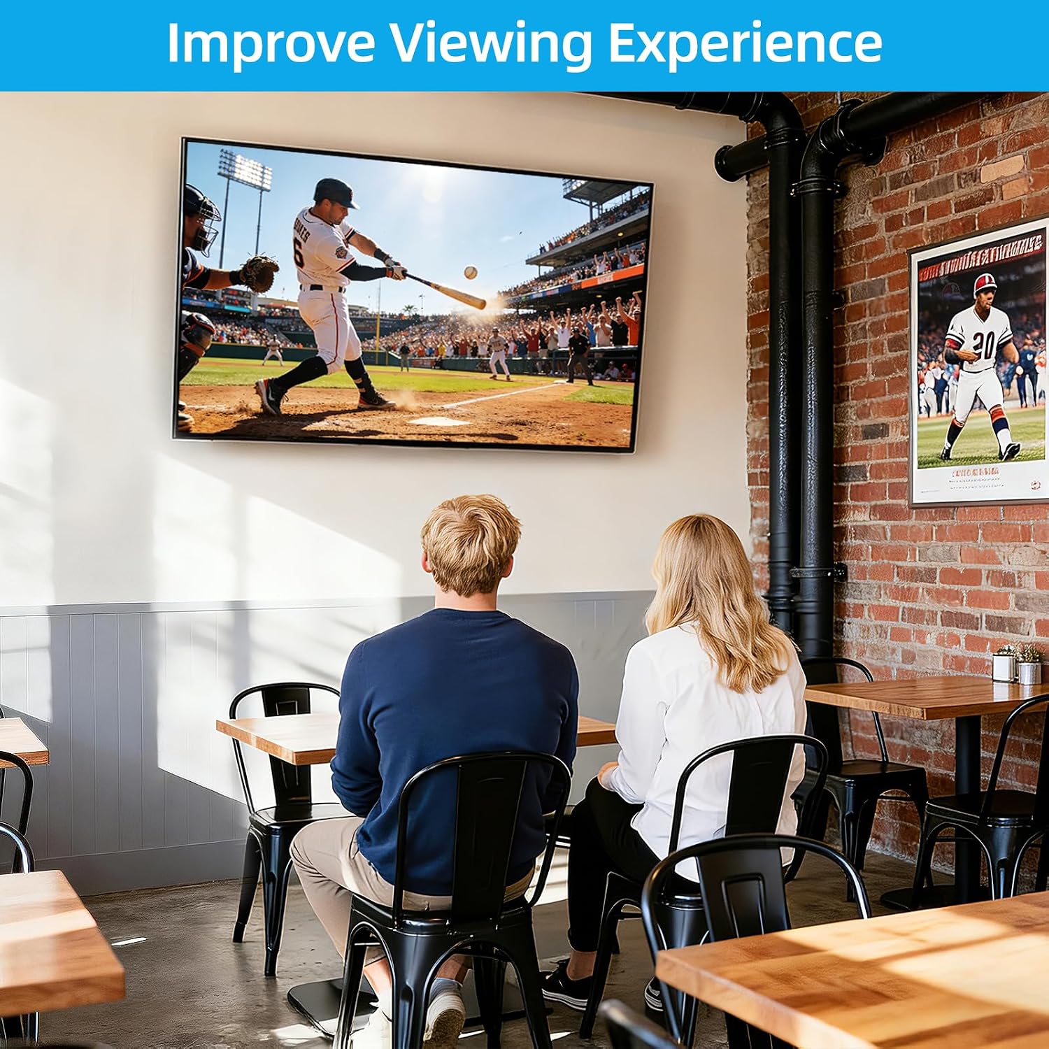 HOME VISION Tilt TV Wall Mount Bracket for 26-65 Inch Flat/Curved TVs, Max VESA 400X400mm, 100Lbs Capacity, Fits 8-16 Inch Wood Studs, Universal Low Profile, HV9401