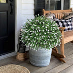 HyeFlora 26'' Artificial Topiary Boxwood Ball Trees with Lavender 2 Pack Fake Plants for Outdoor Indoor Artificial Shrubs with Ground Spike UV Resistant Fake Bushes for Front Porch Garden (White)